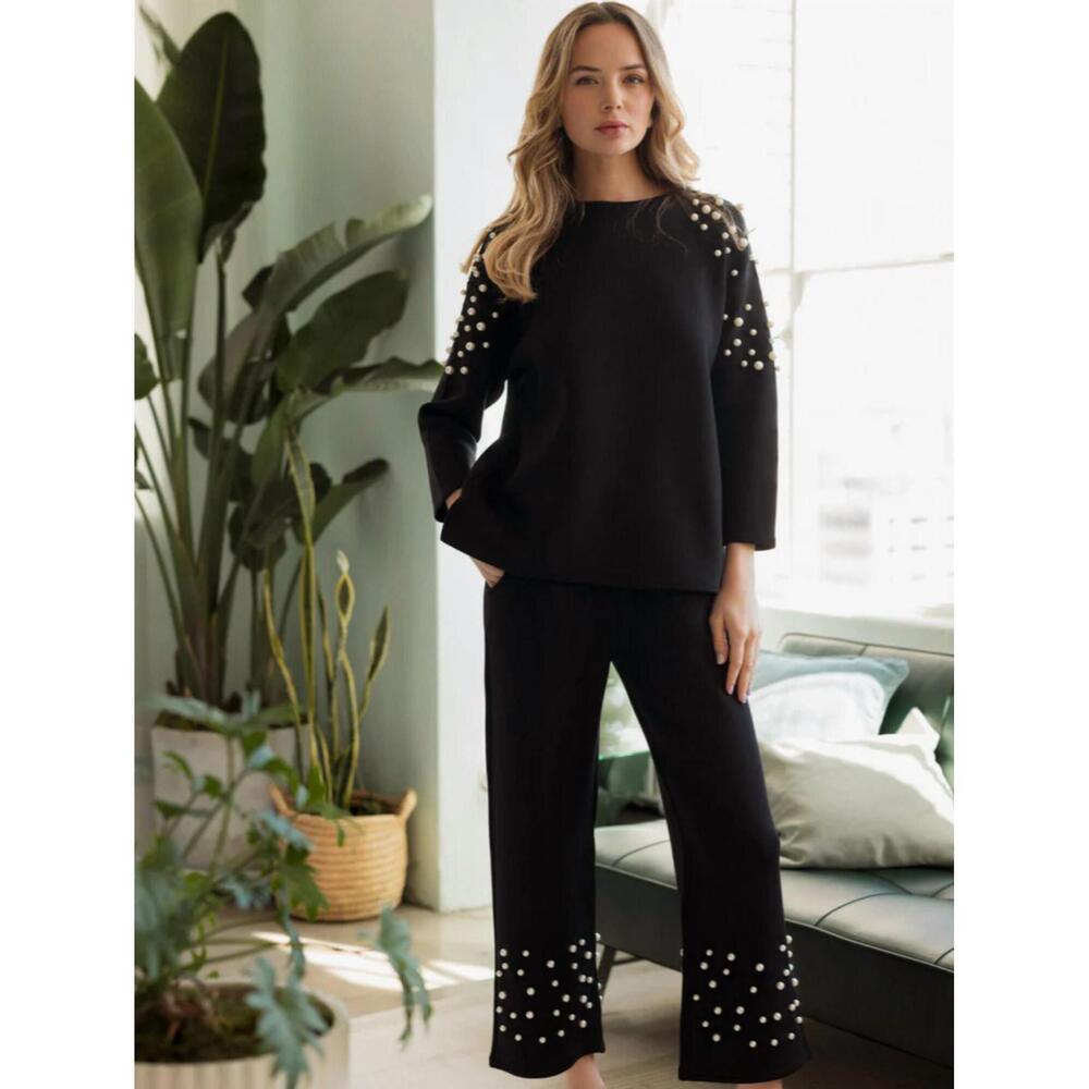 NEW JOH fiona pearl top in black